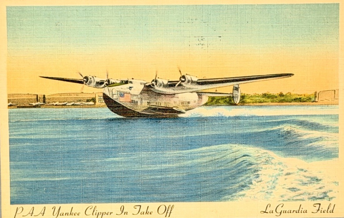Vintage 1940s LA GUARDIA FIELD Linen Postcard 