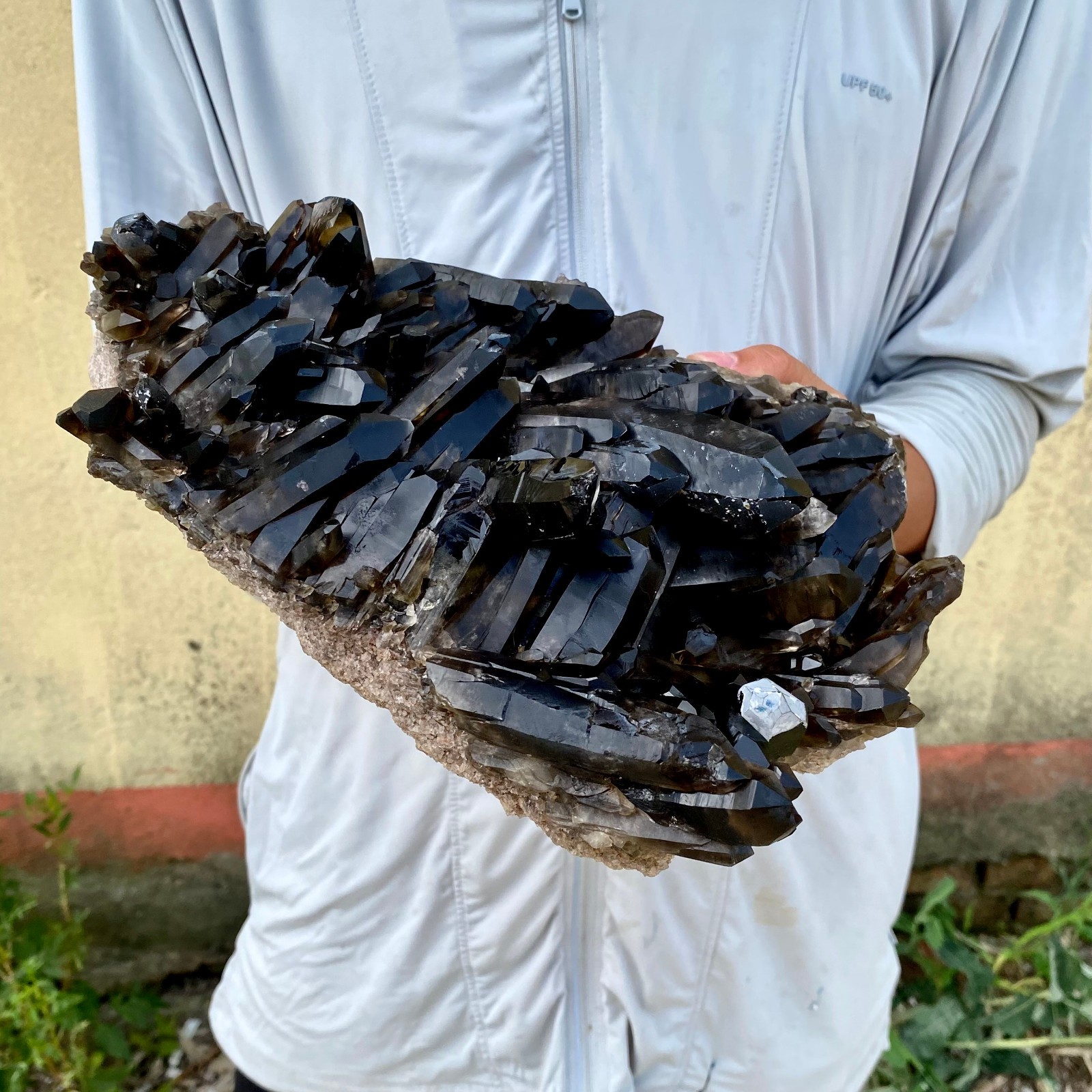 6.6LB Natural Black Smoky Quartz Crystal Cluster Mineral Specimen Backbon heal