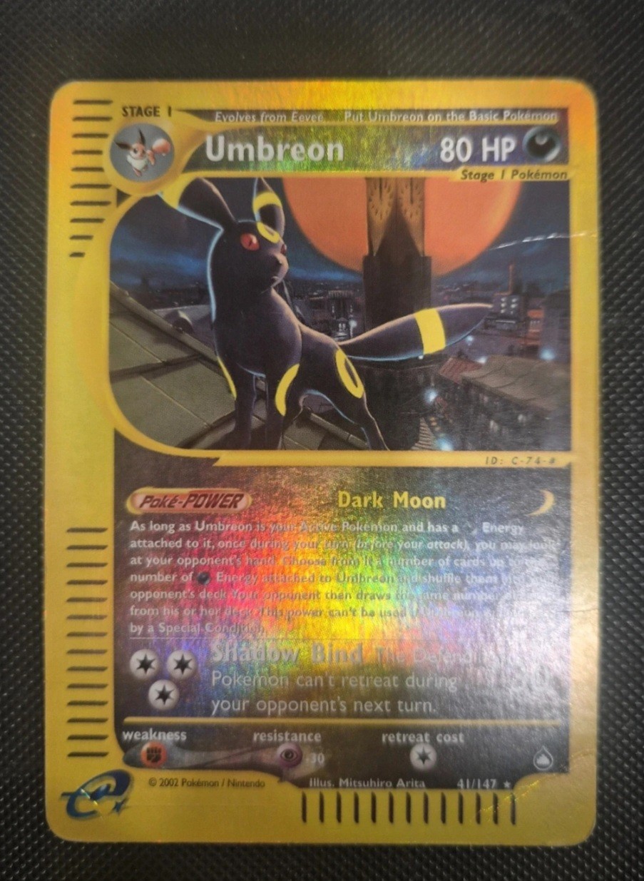 Reverse Pokemon Umbreon 41/147 Acquapolis ENG 2002 PV 80 Dark Holo