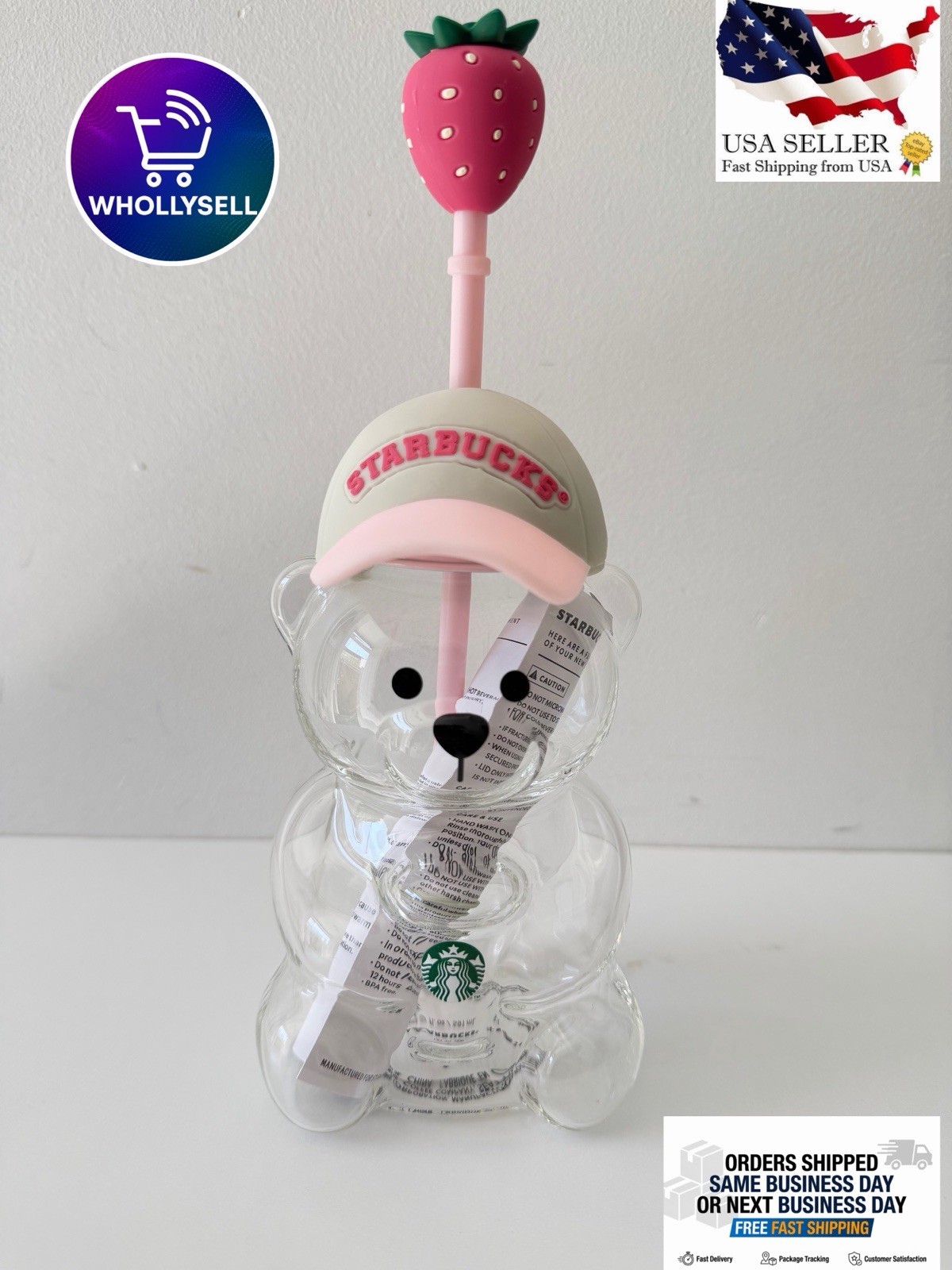 2026 Starbucks Bearista Bear Cup Tumblers Strawberry Topper Baseball Cap