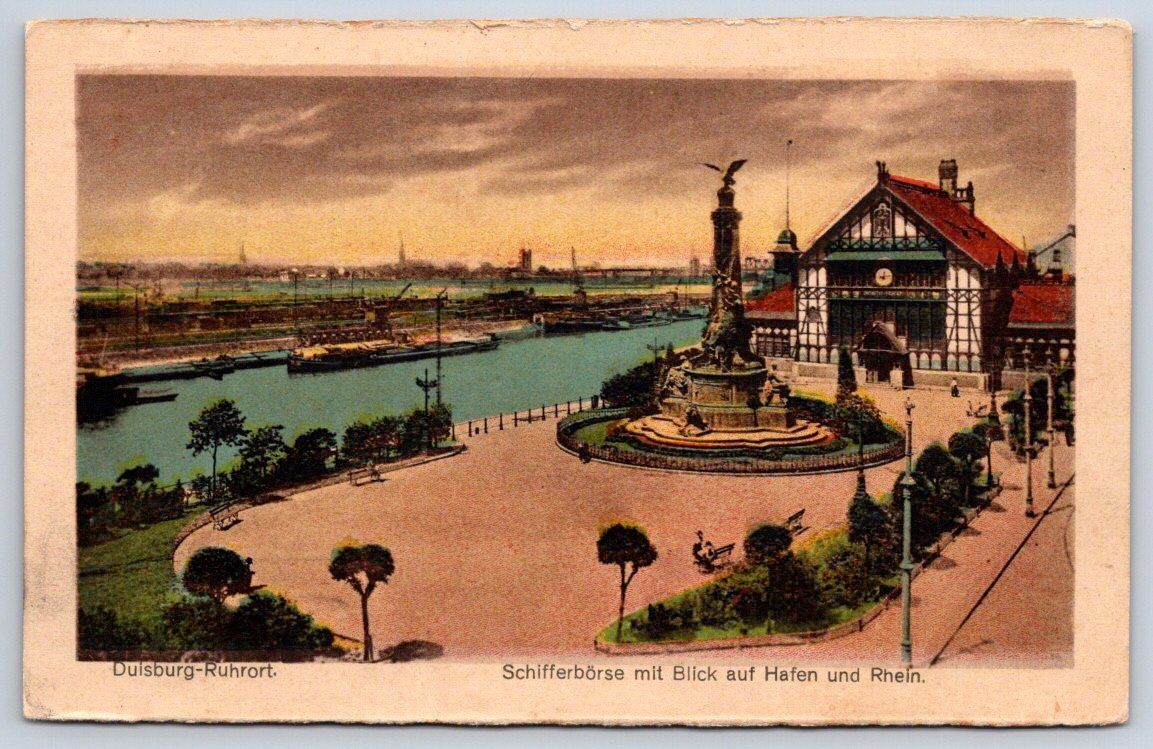 Antique Germany Postcard DUISBURG Ruhrort Schifferborse 1923