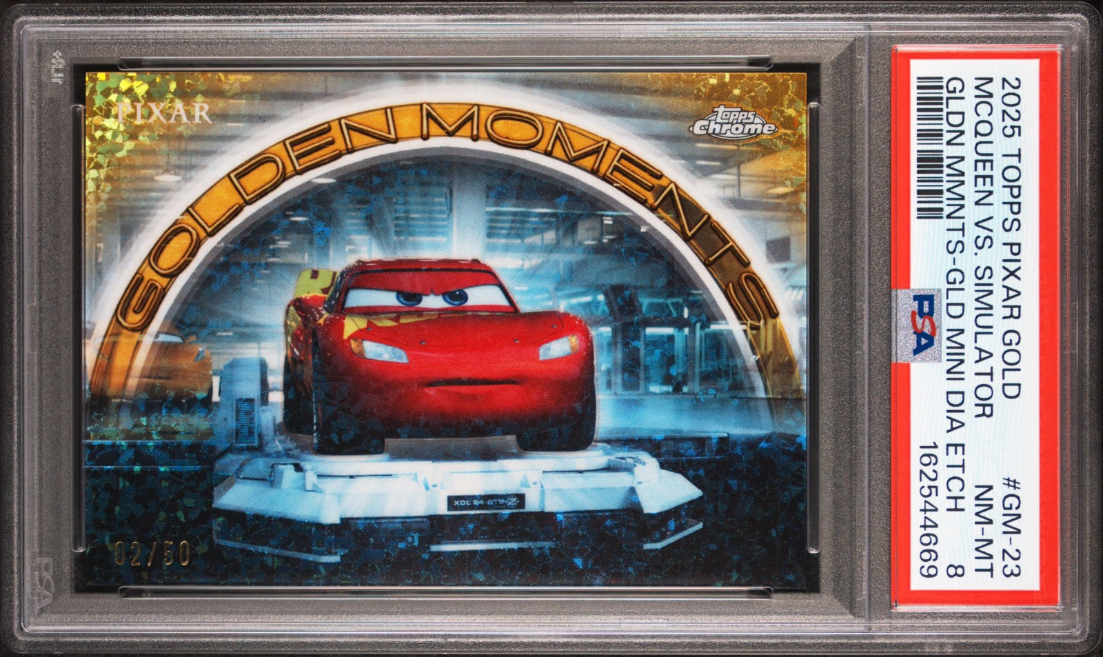 McQueen 2025 Topps Chrome Pixar Gold Golden Moments # GM-23  SP # d 02/50
