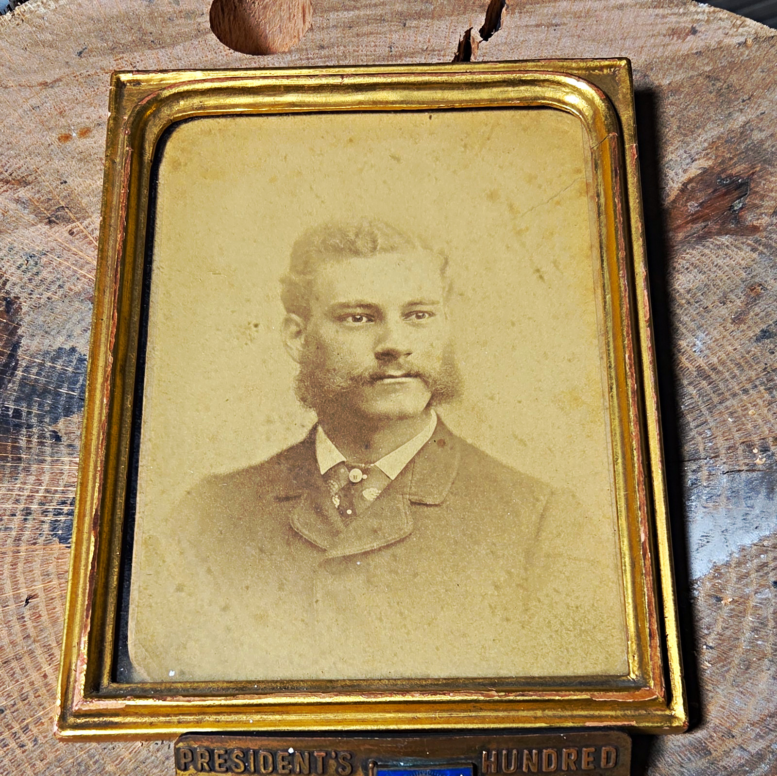 Framed Sepia Portrait Photograph of Man with Mustache - Single Photo