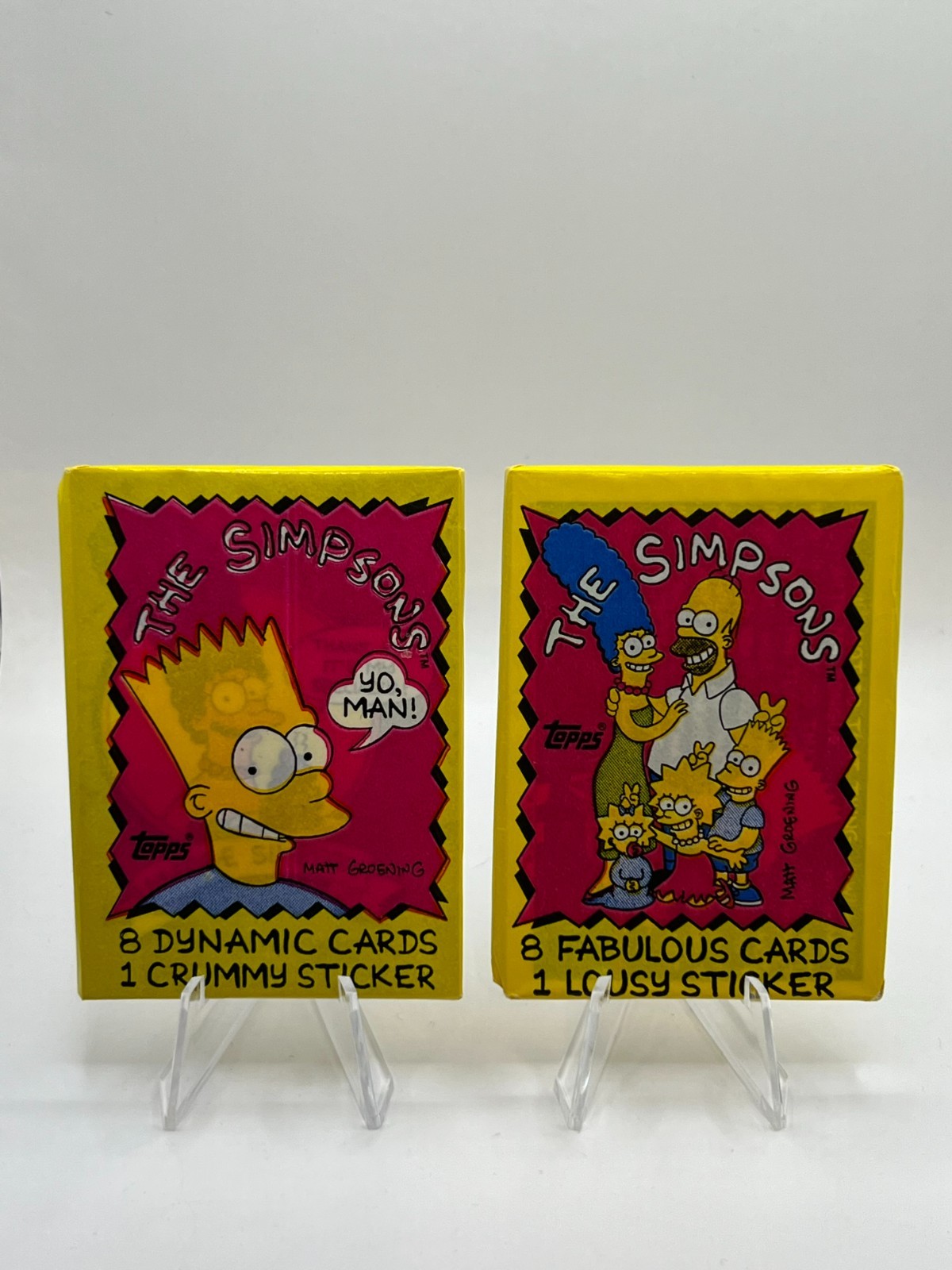 1990 Vintage Topps The Simpsons Sealed Trading Card 2 Pack, 16 Cards + 2 Sticker