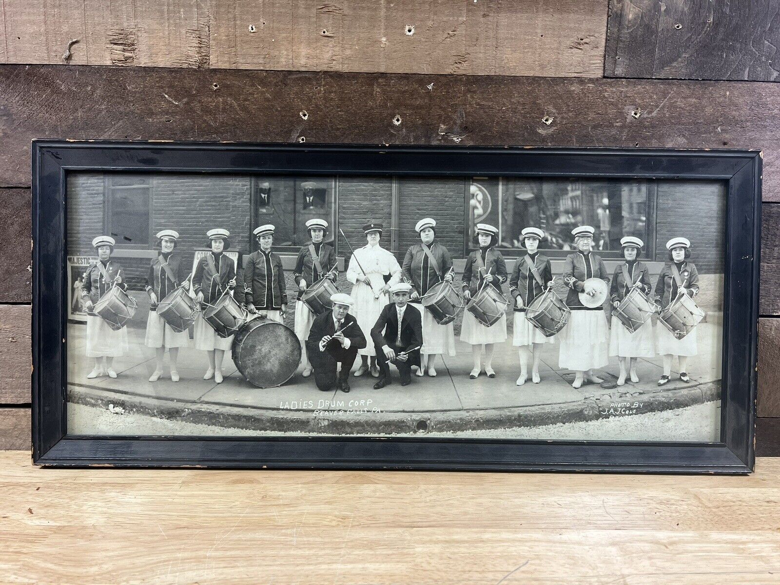 Vintage Framed Photo Ladies Drum Corp Beaver Falls, PA By J.A.J Cole