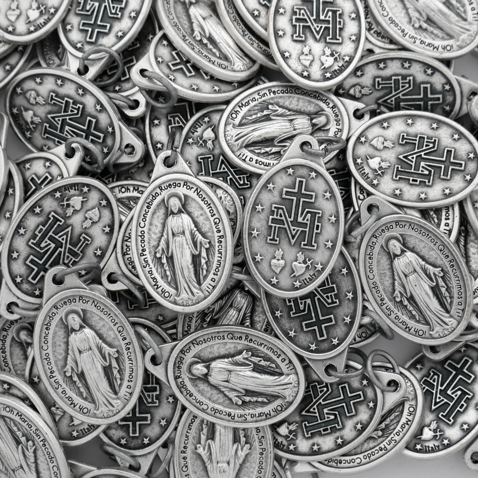 100 Spanish Miraculous Medals Silver-Plated Medals Catholic Gifts — Bulk Lot 100 Spanish Miraculous Medals Silver-Plated Medals Catholic Gifts — Bulk Lot