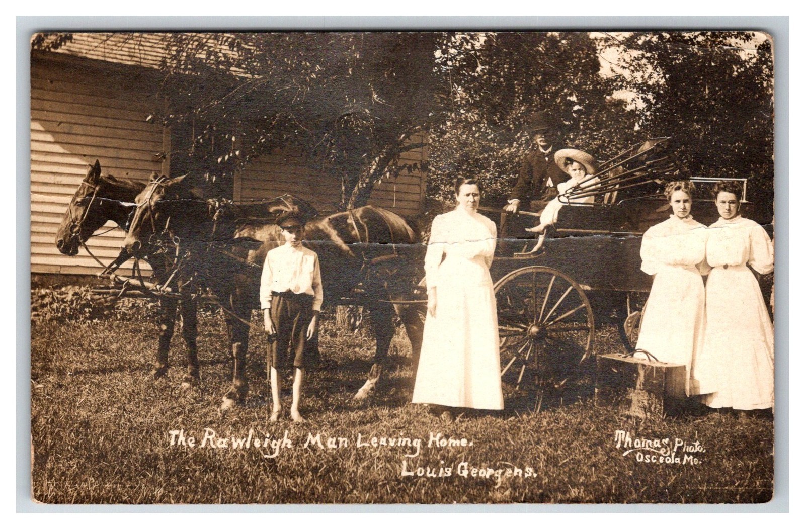 RPPC - Rawleigh Man & Family Remedy Wagon Osceola Missouri Quack Medicine