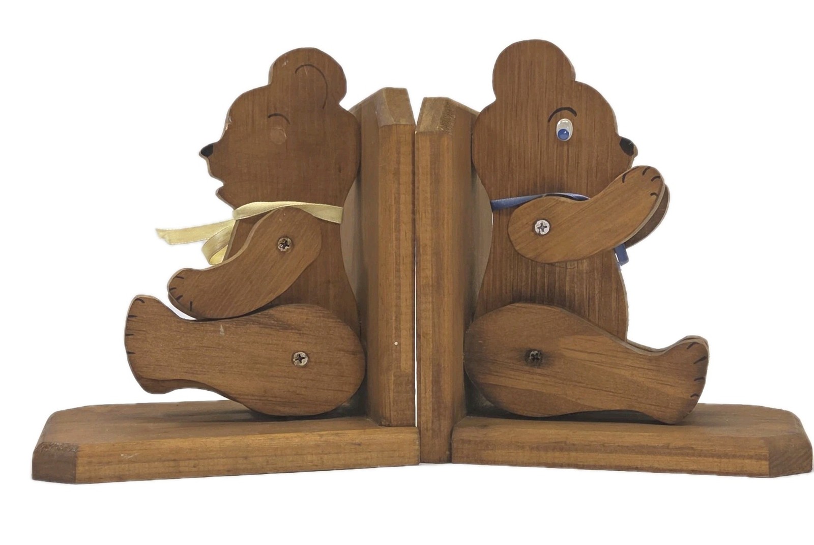 Vintage Hand Carved Bear Bookends Cottagecore Farmhouse decor Book lover gift...