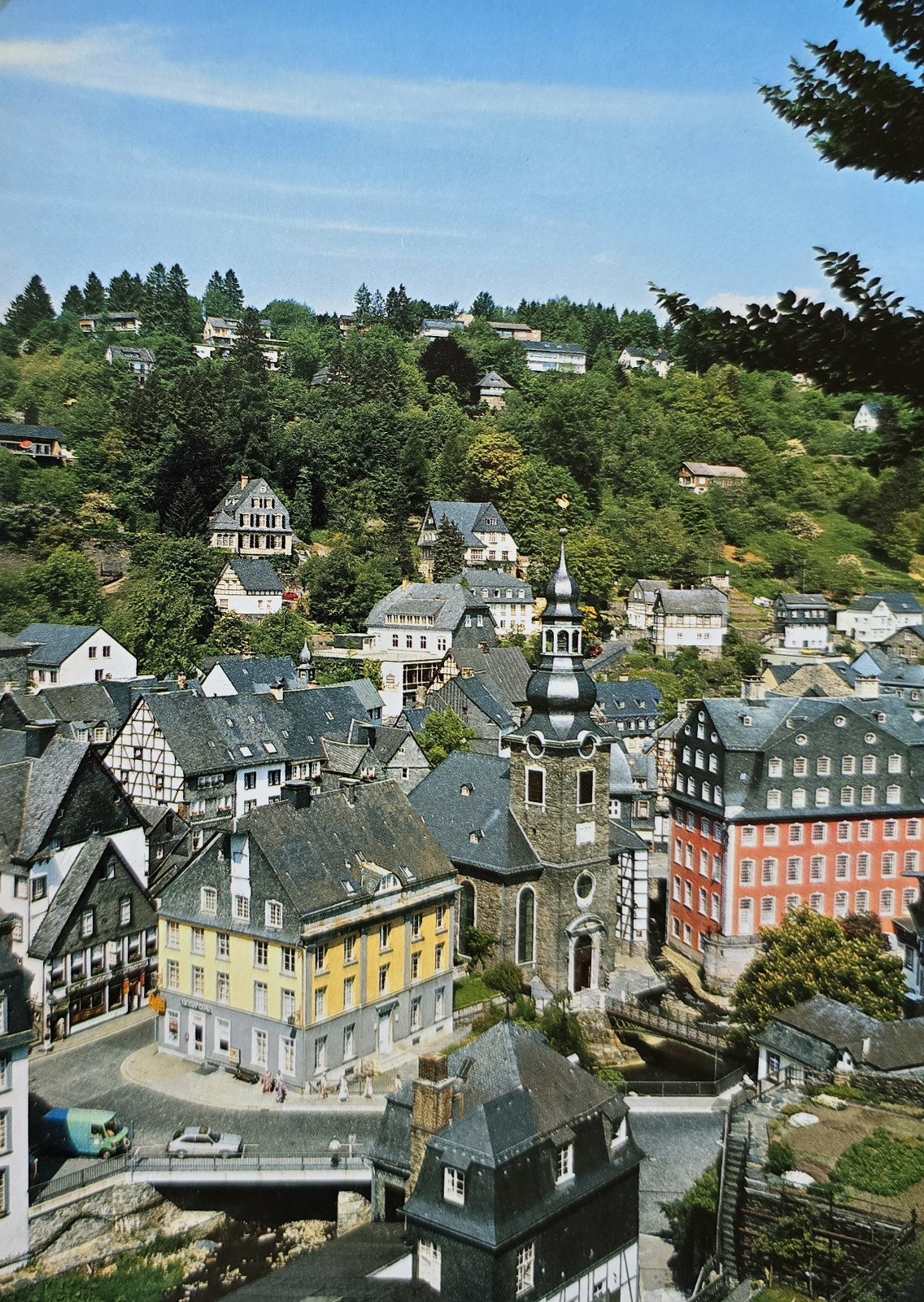 Postcard Monschau Eifel 1970s old postcard
