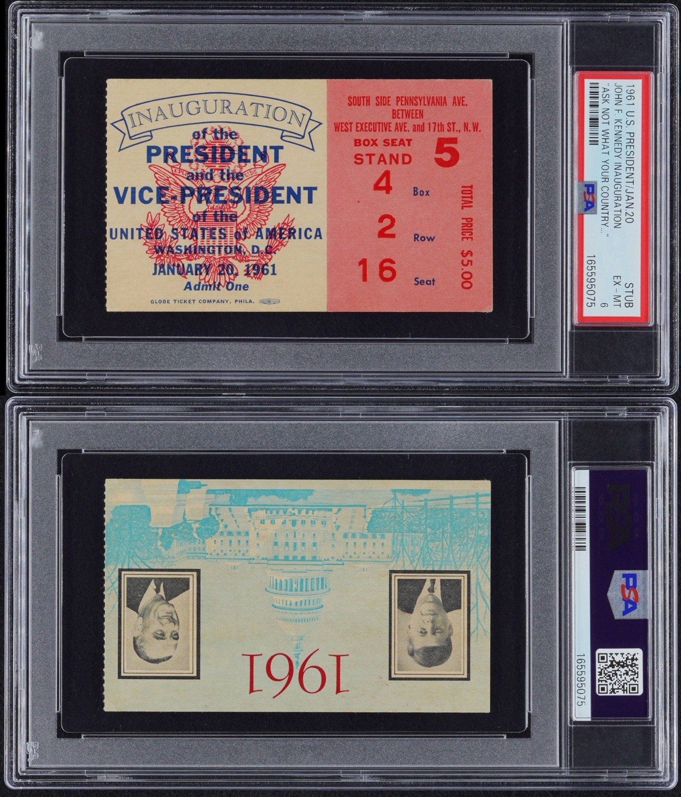 1961 JFK Ticket President John F. Kennedy “Ask Not” Speech Inauguration  PSA 6