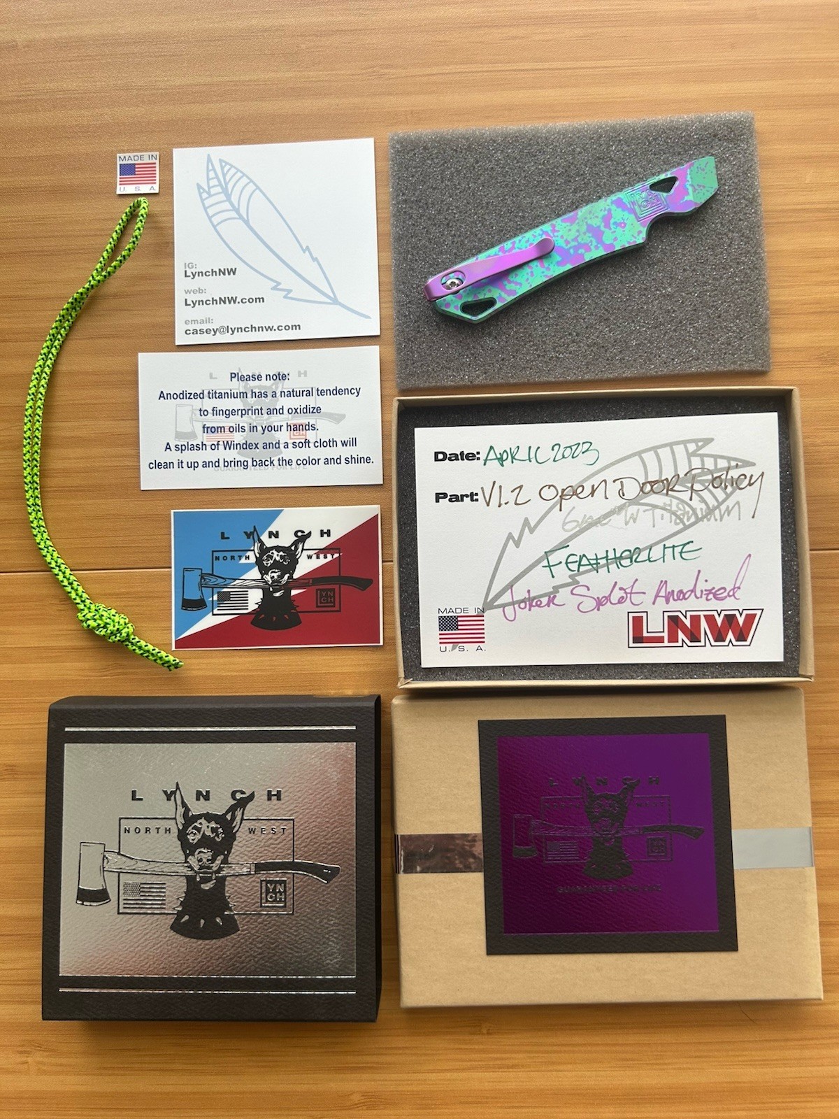 Lynch NW ODP V1.1 Featherlite Pry Bar - Joker Splat Anodized Ti