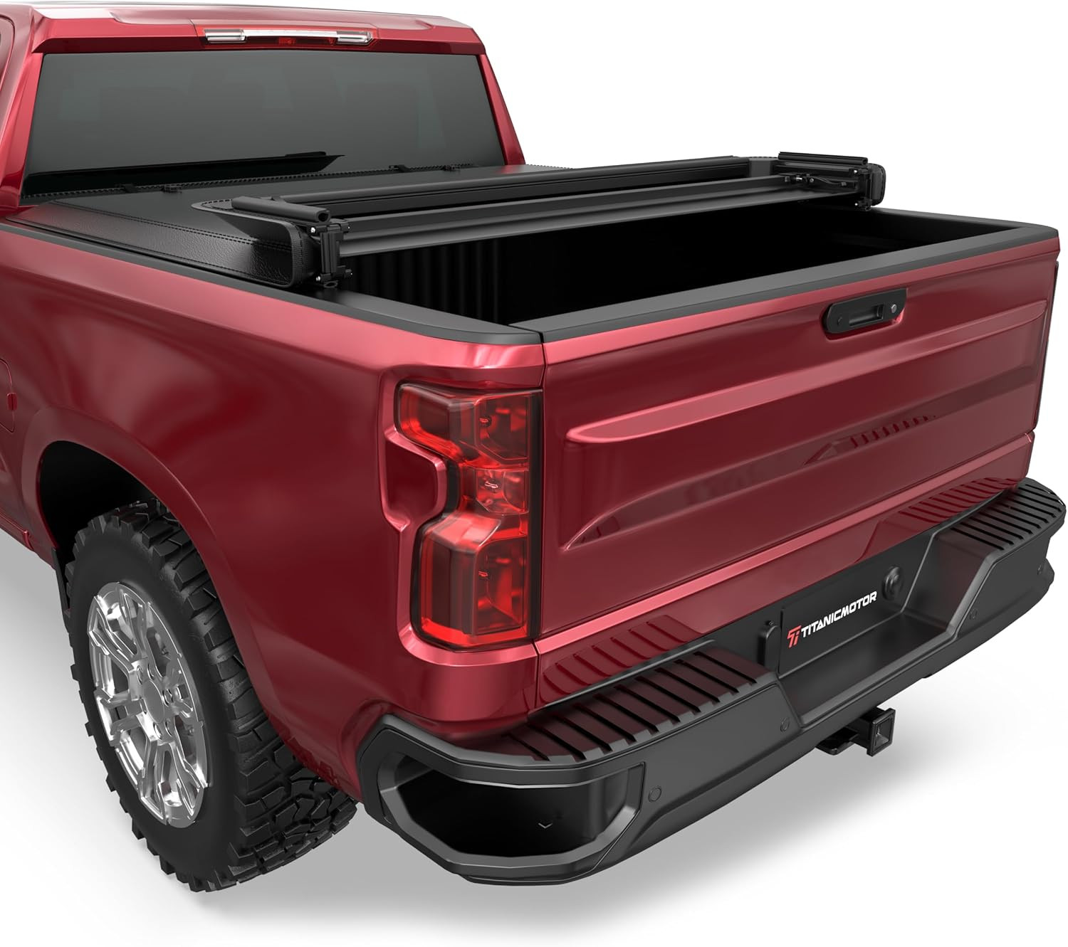 6.5FT Soft Quad Fold Truck Bed Tonneau Cover Compatible for Chevy Silverado/Gmc