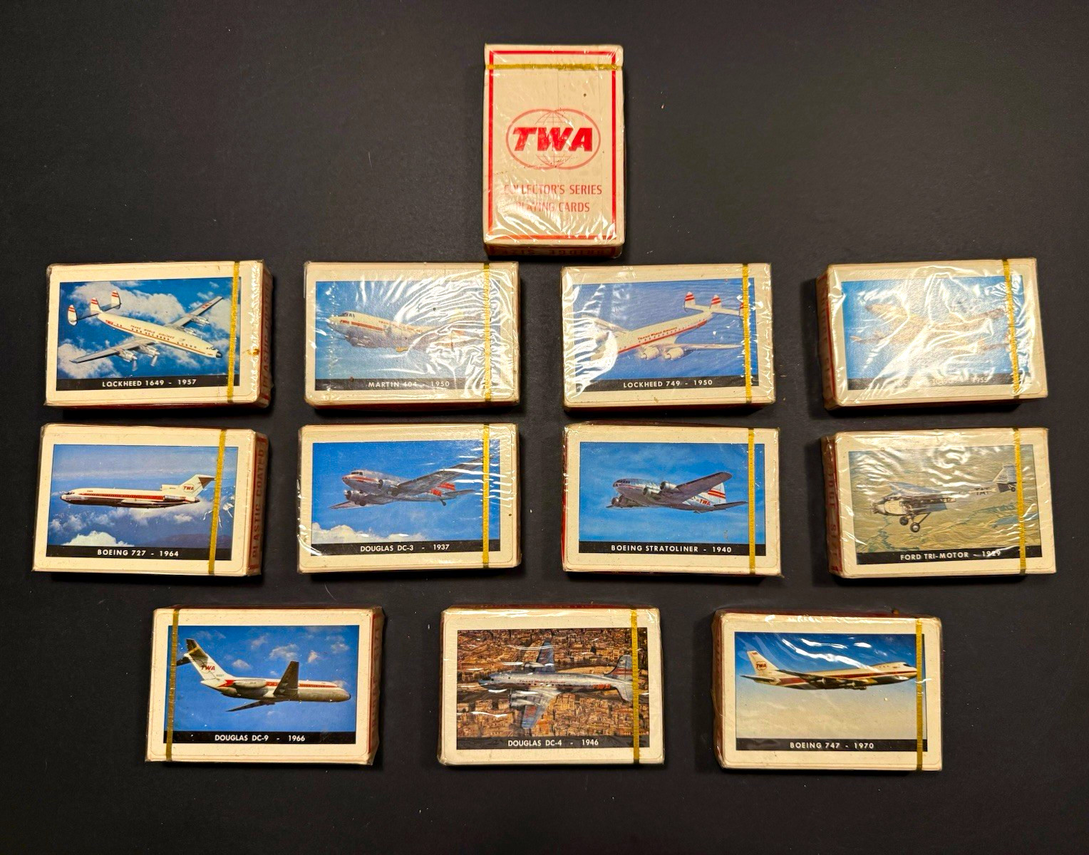TWA Vintage Pre-1970 Transportation Collector\'s Series Playing Cards Lot