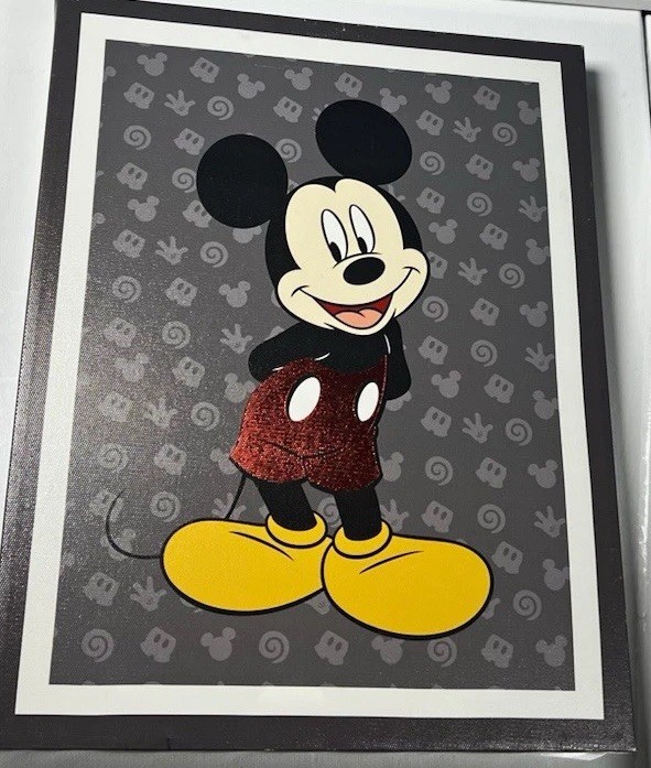 Disney Mickey Mouse Canvas Wall Art 11x14 Artissimo Red Glitter Shorts