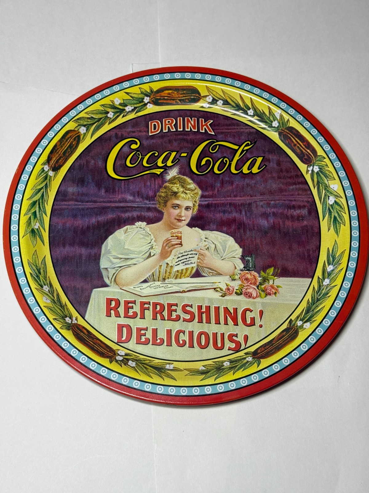  Coca Cola Round Tin Serving Tray 1976 Coke 75th Anniversary 12” Vintage