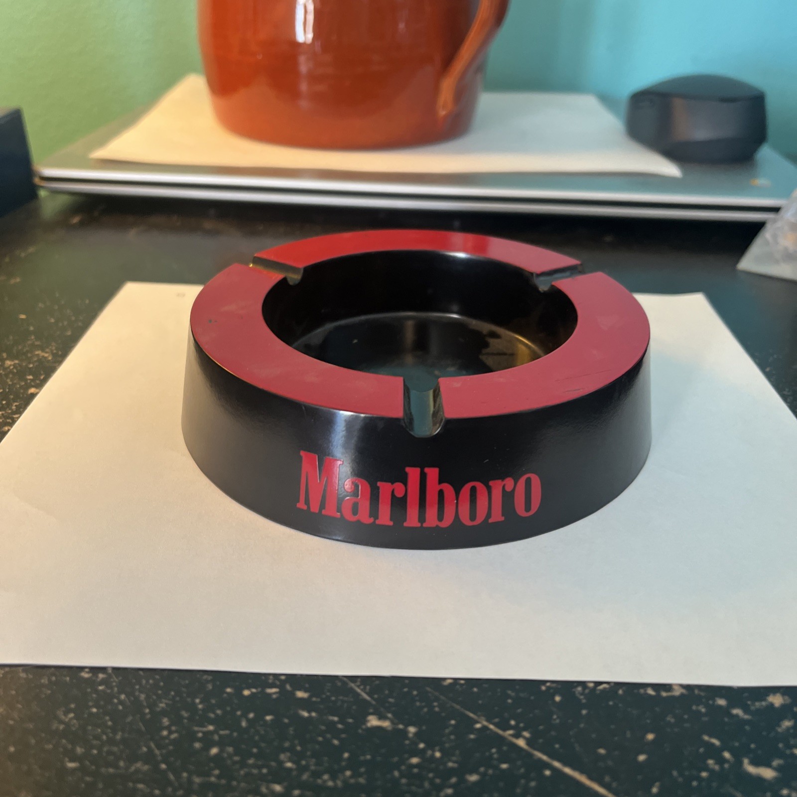 Vintage 5” Black & Red Plastic Marlboro Ashtray NIP Vintage 5” Black & Red Plastic Marlboro Ashtray NIP
