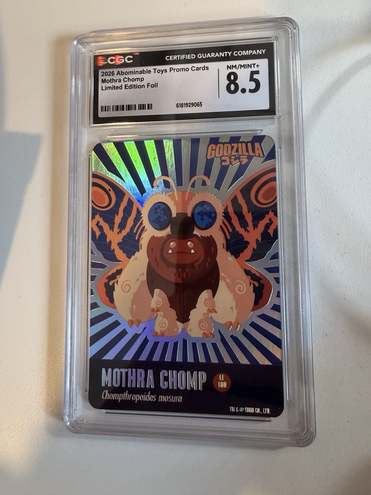 2026 ABOMINABLE TOYS MOTHRA CHOMP PROMO CARD - CGC 8.5 2026 ABOMINABLE TOYS MOTHRA CHOMP PROMO CARD - CGC 8.5