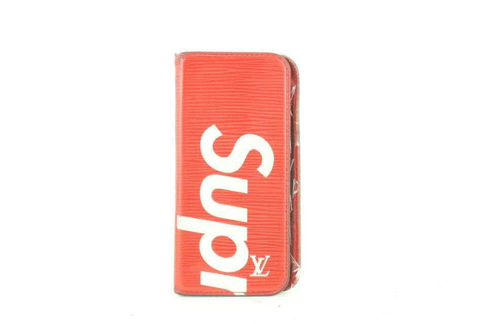 Louis Vuitton Supreme Red Epi Leather iPhone 7 Folio Case 7lv721