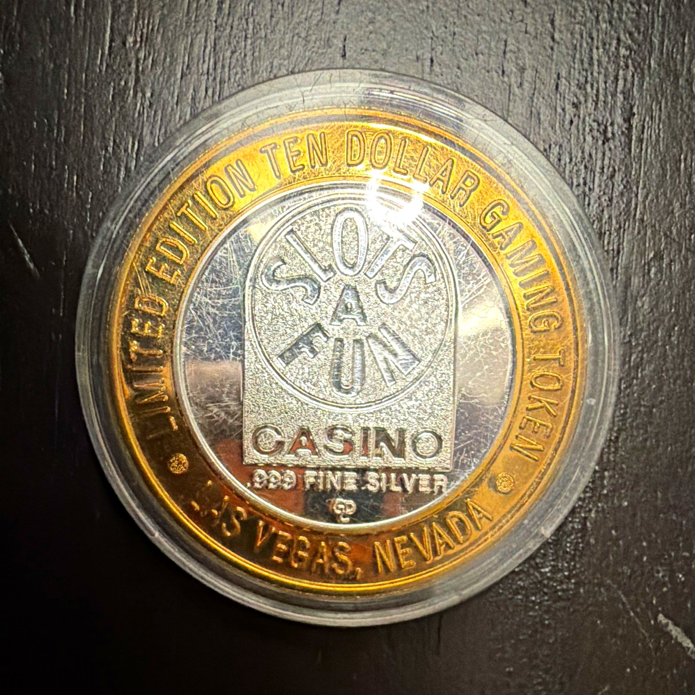 Slots-A-Fun Casino $10 Limited Edition Gaming Token Las Vegas NV .999 Silver