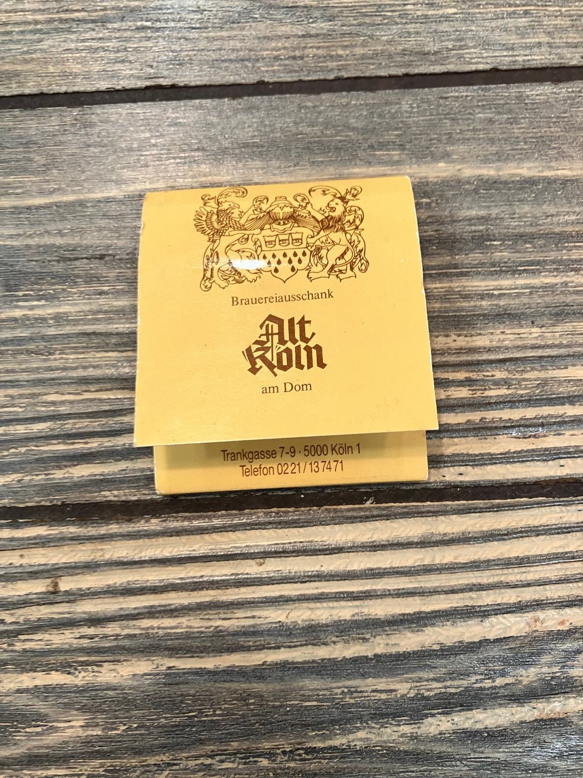 Alt Köln am Dom Cologne Germany Vintage Coat of Arms Matchbook Alt Köln am Dom Cologne Germany Vintage Coat of Arms Matchbook