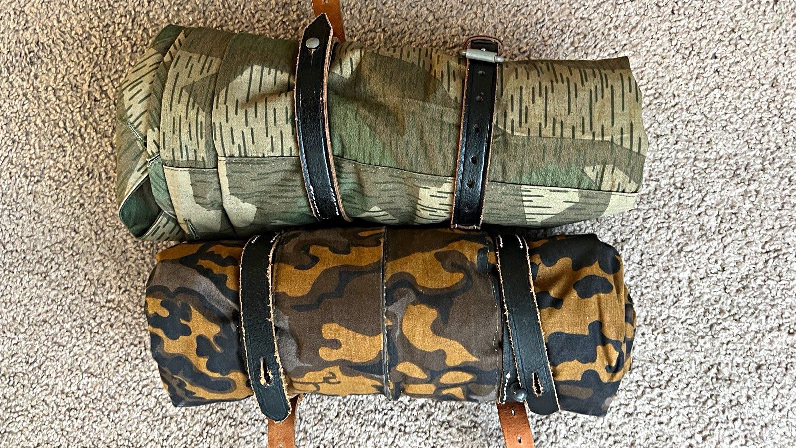 Two WWII German Zeltbahn Replicas With Straps/Excellent Condition