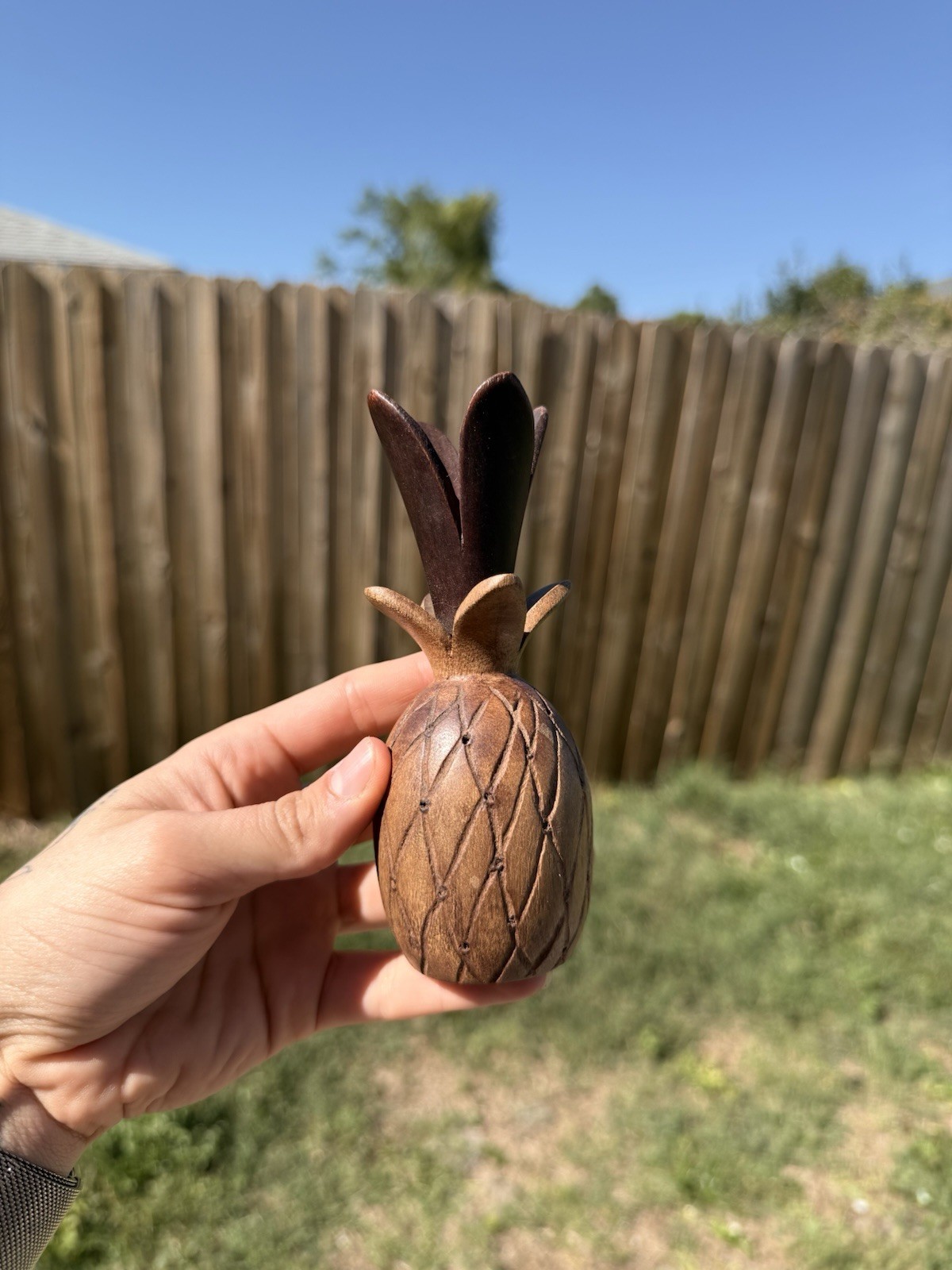 Vintage Hand Carved Wooden Pineapple Figure