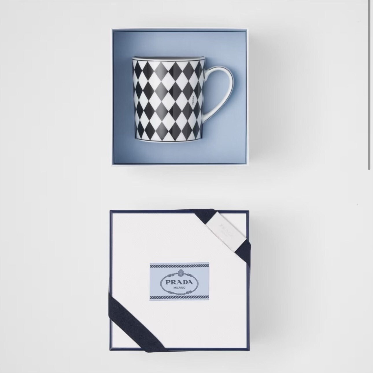 New Prada Porcelain mug - Checkerboard Black And White Gift Box