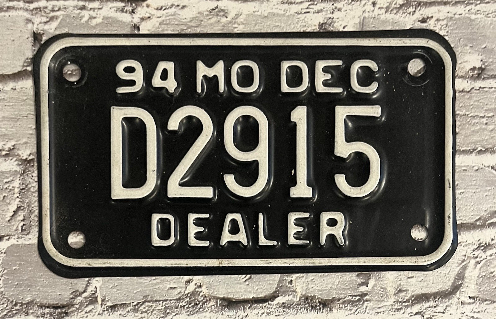 1994 Missouri Motorcycle License Plate DEALER D2915