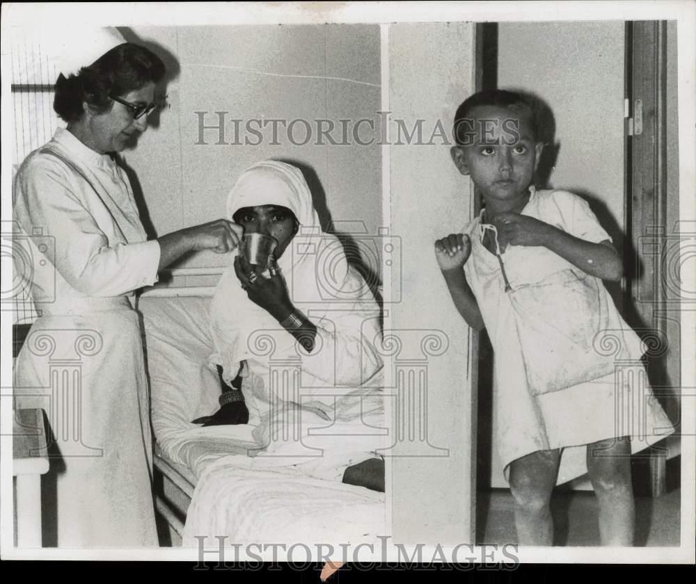 1969 Press Photo Mrs. Merrel Callaway nurses a patient in a Yemeni Hospital