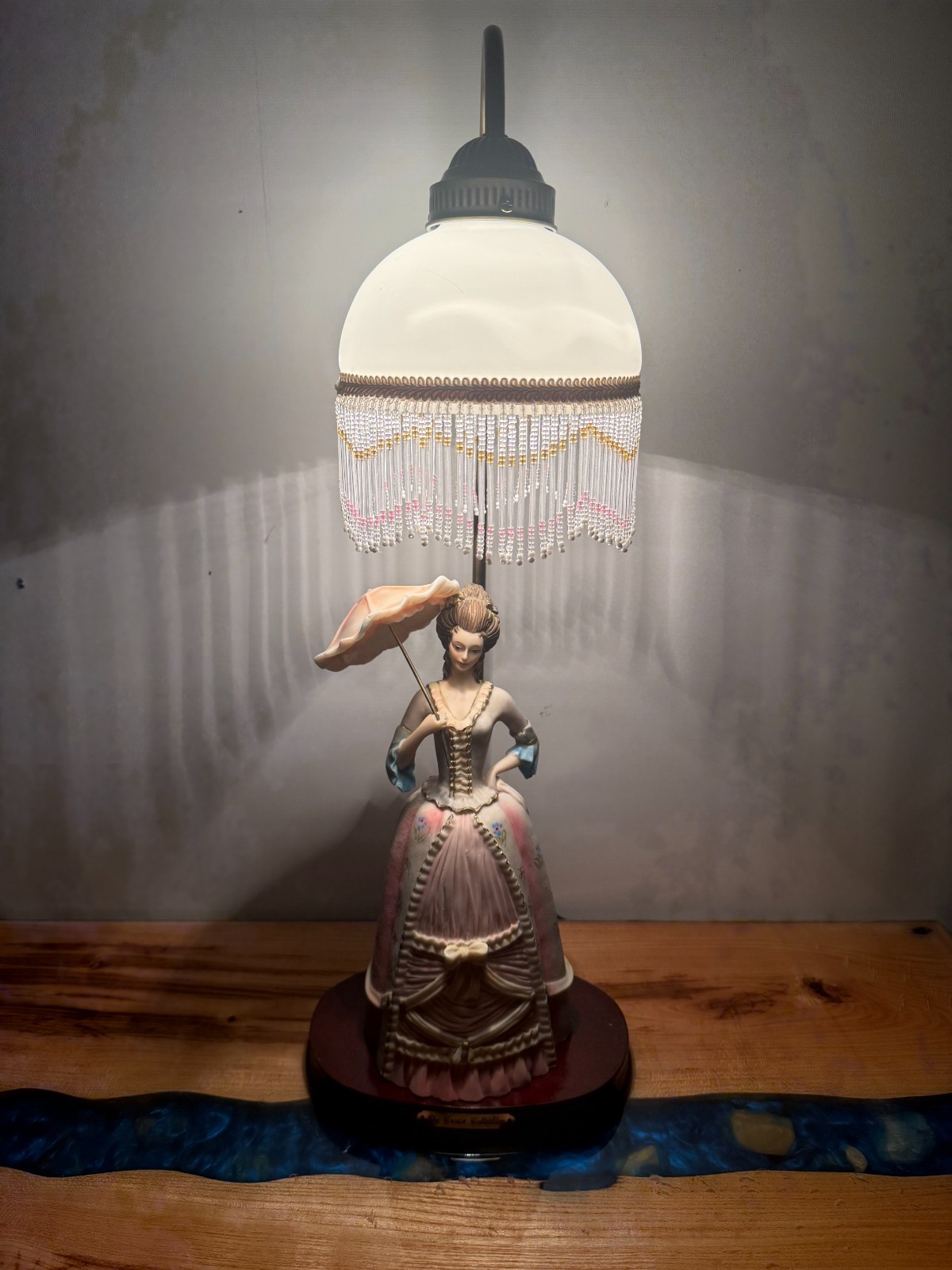 The Crosa Collection Southern Belle Figurine Electric Lamp Holding Parasol