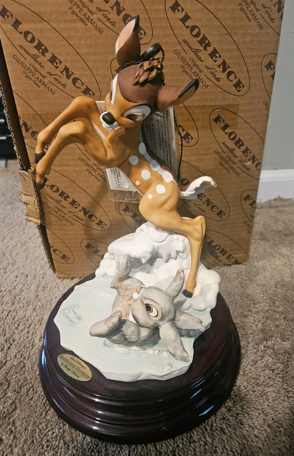 Vintage Giuseppe Armani Disney Bambi and Thumper Figurine 1262C With Box 12