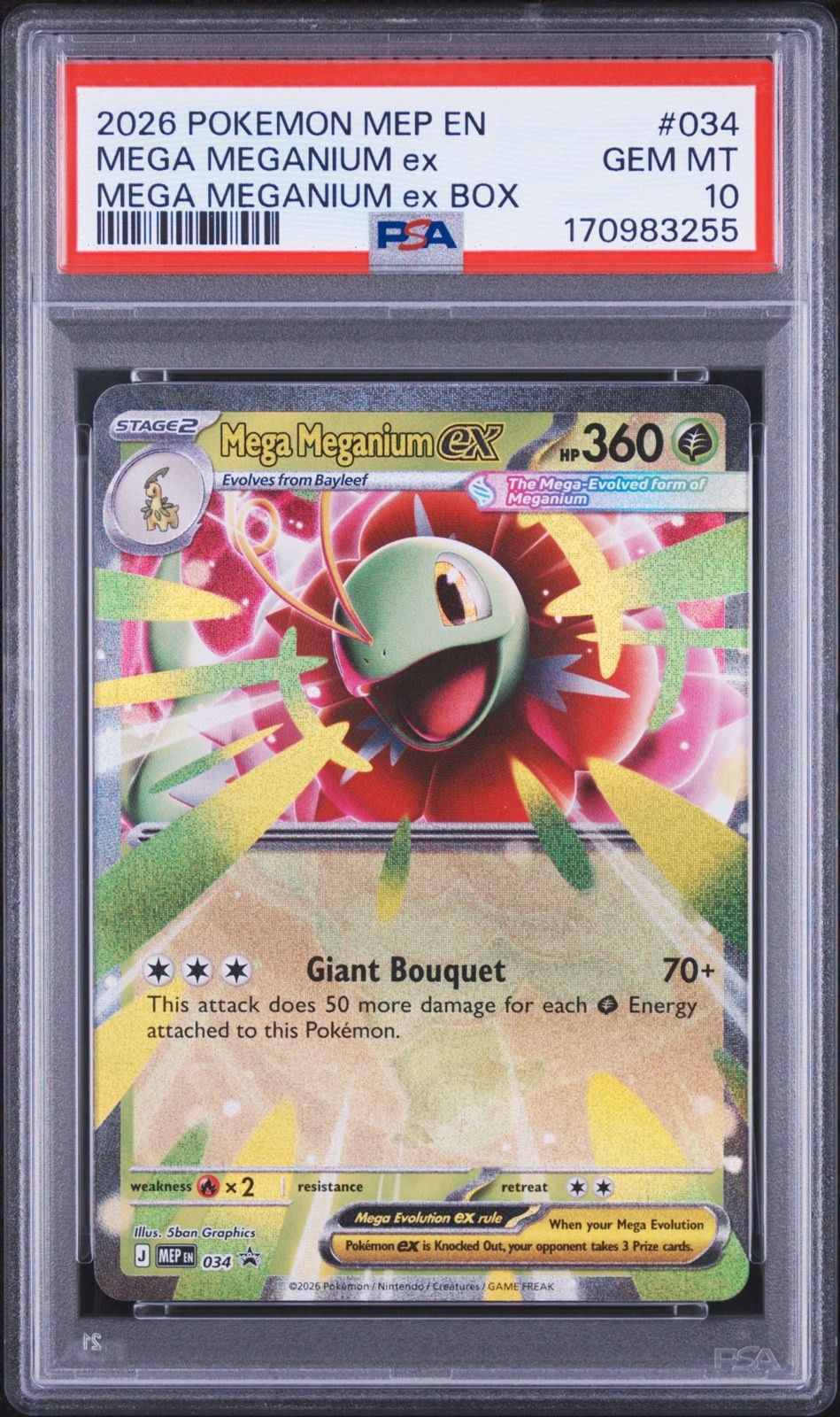 2026 Pokémon MEP Black Star Promo - Mega Meganium ex #34 Holo PSA 10