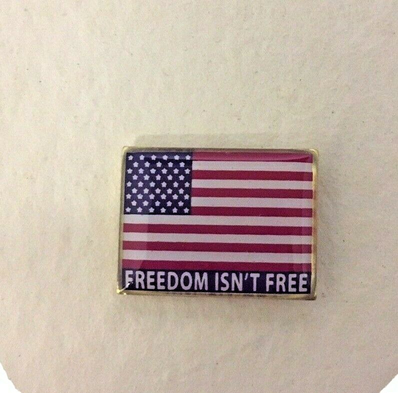FREEDOM ISN\'T FREE AMERICAN FLAG LAPEL PIN MADE IN USA Hat Tie Tack  Pinback 