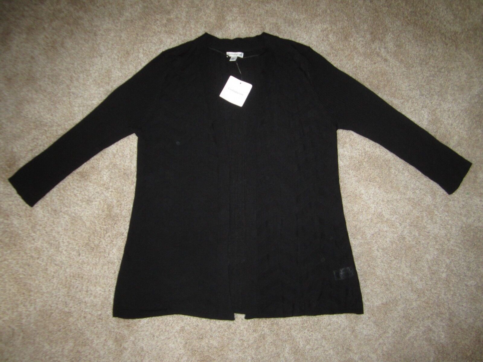 Croft & Barrow women\'s XL black chevron cardigan open front ribbed 3/4 sleeves