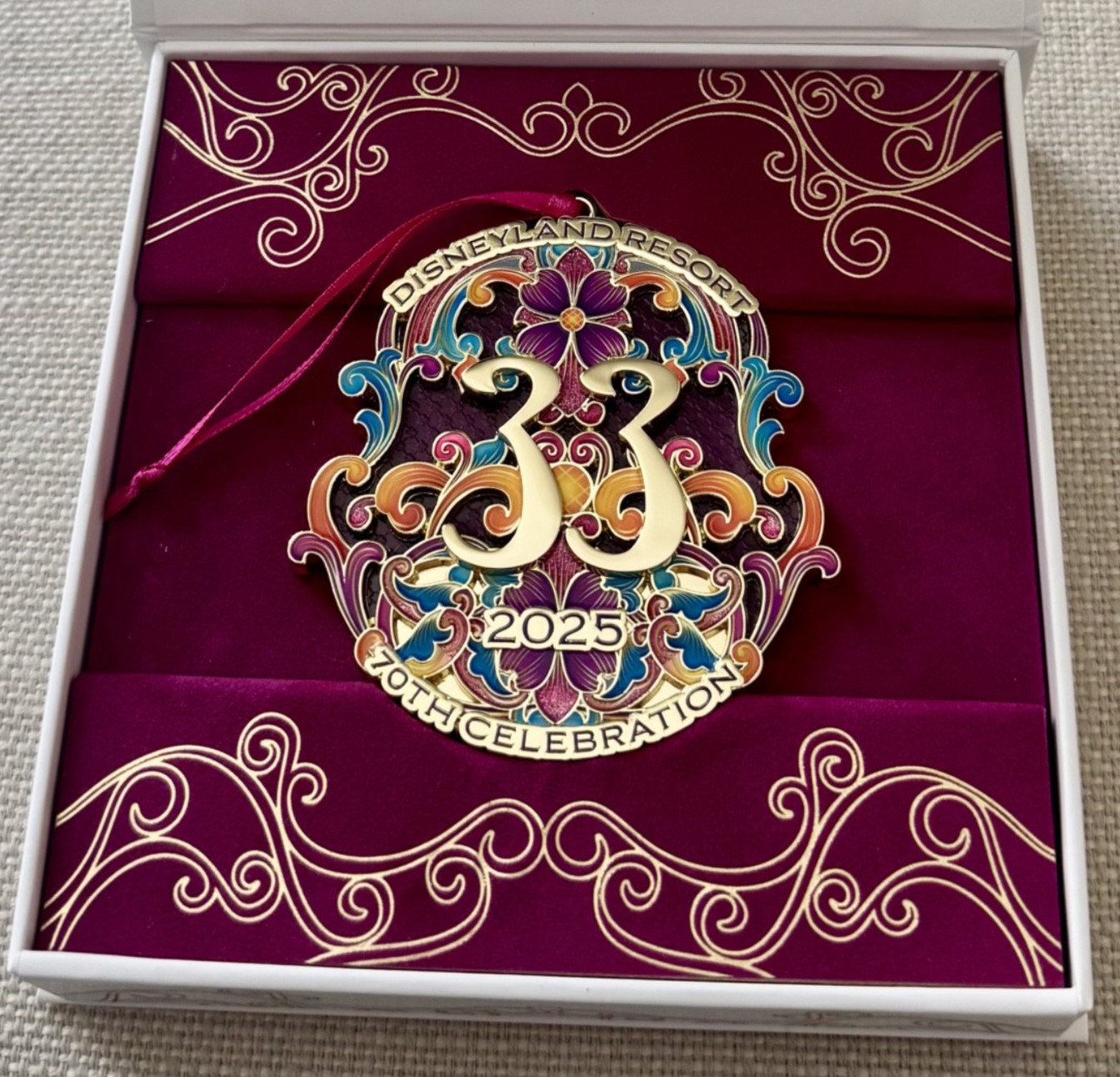 VERY RARE Disneyland Club 33 70th Anniversary Holiday Ornament Member Gift NIB