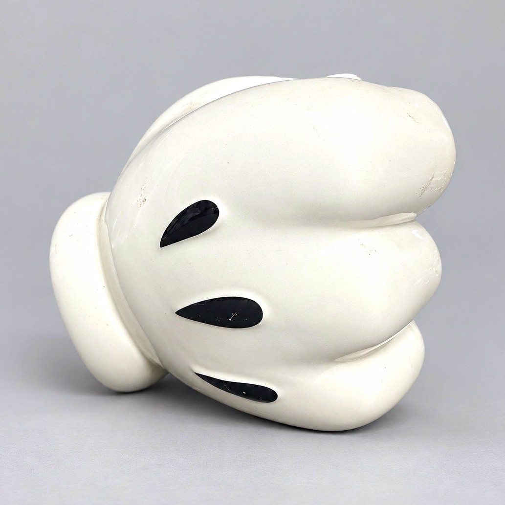 Mickey Mouse Disney Ceramic Glove Figurine White/Black Glossy 