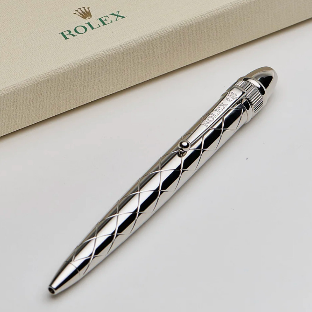 HOT Rolex Imperial Silver Signature Pen Finish Ballpoint Pen New Perfect Gift Vi