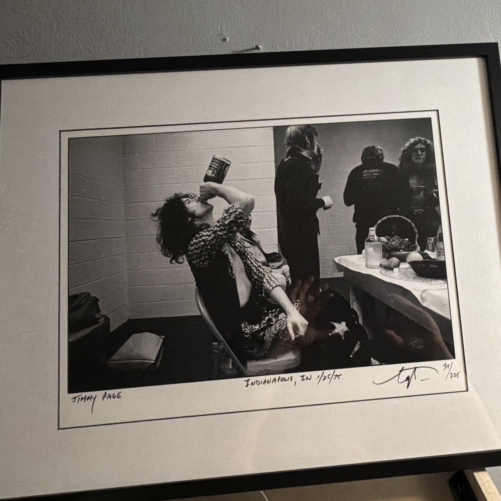 Autograph Neal Preston Jimmy Page Indianapolis 1975 Archival Print 35/225 Framed