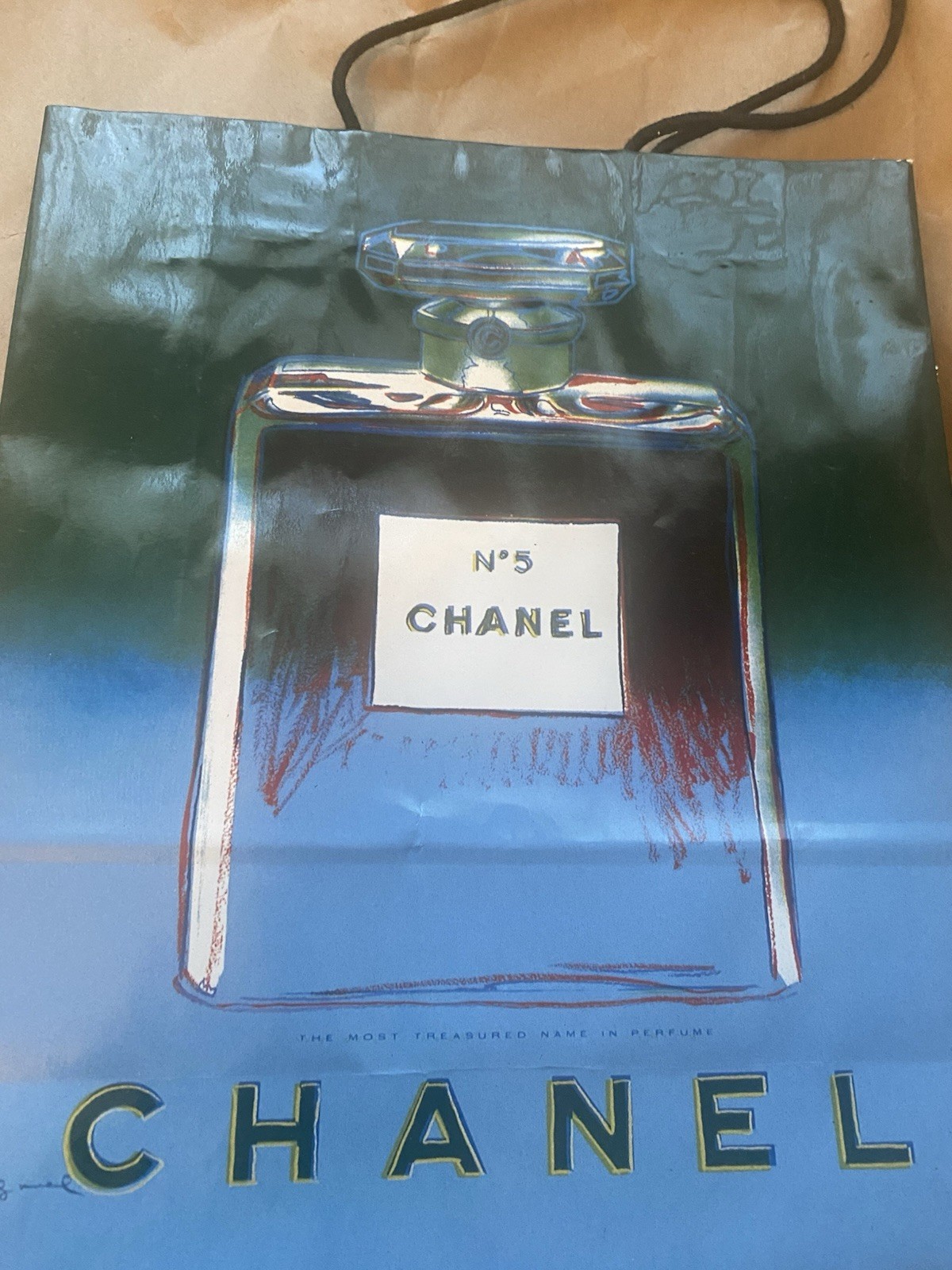 Vintage 1997 CHANEL No. 5 Andy Warhol Paper Shopping Bag, 2-sided With 2 Designs