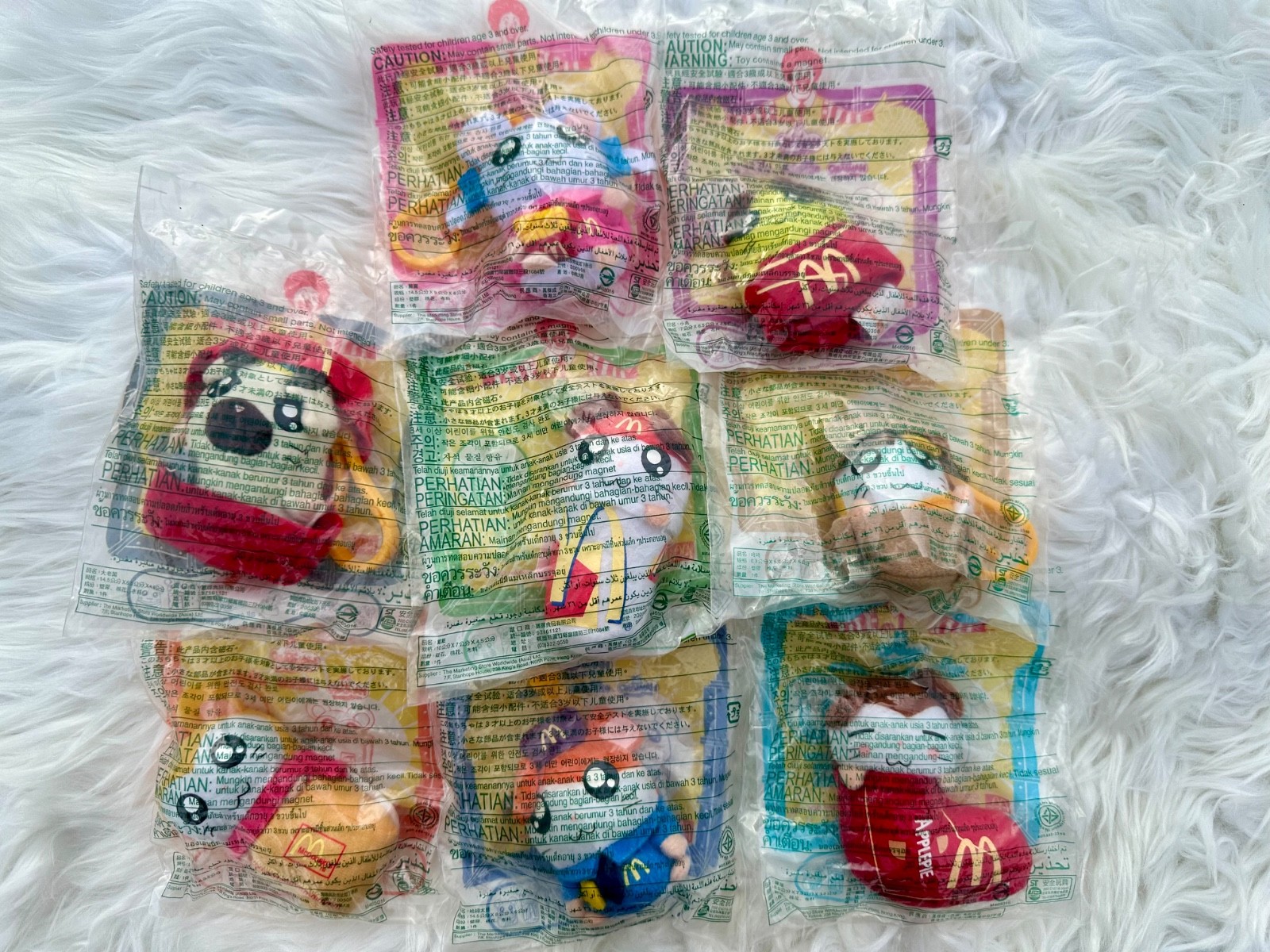 McDonald Happy Meal plush toys Hamtaro Set 8 Vintage 2003 keychain&Megnet