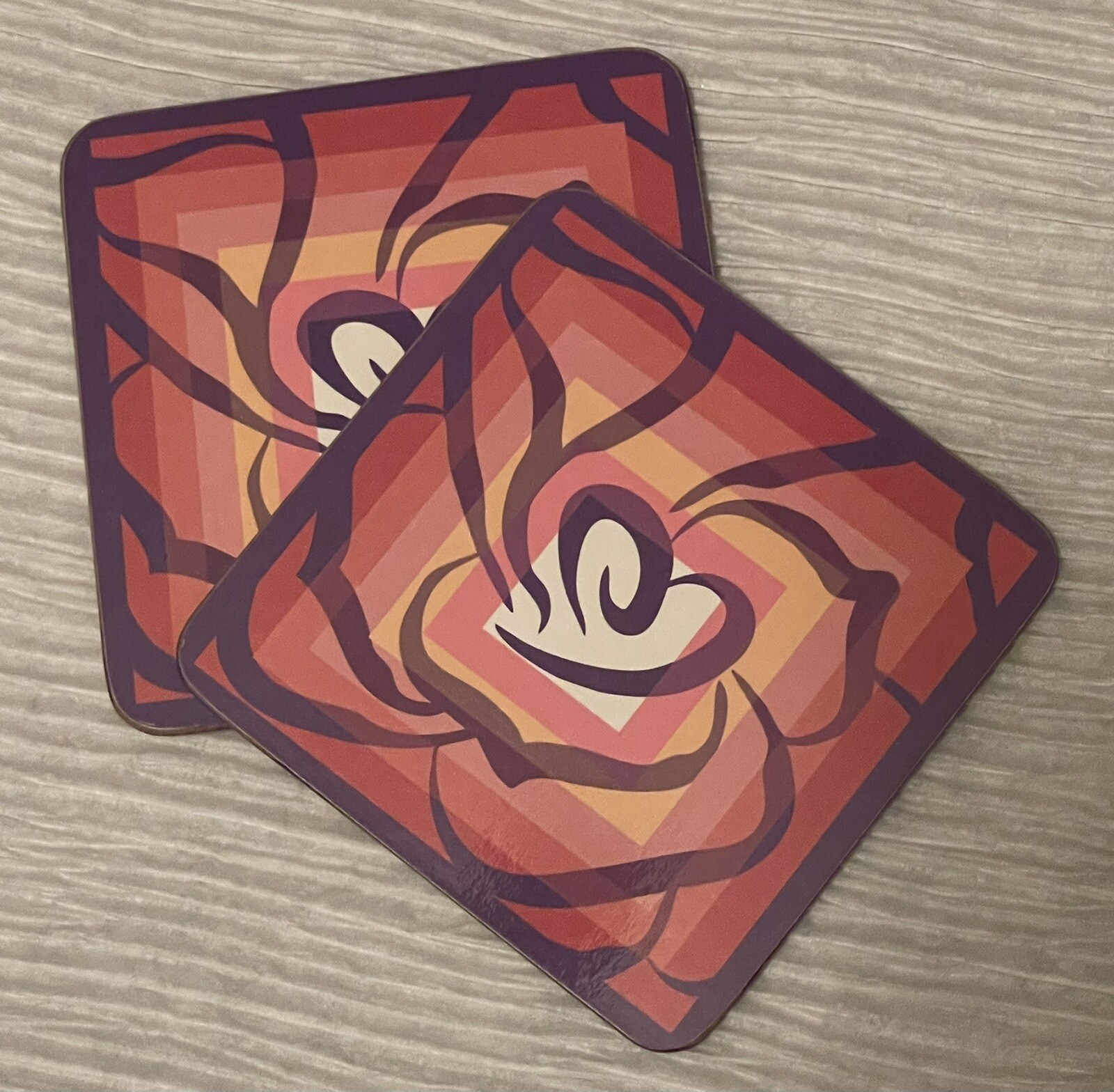 💠MARY KAY Set of 6 Seminar Drink Coasters Heart Rose Petals Geo Dream Goes On