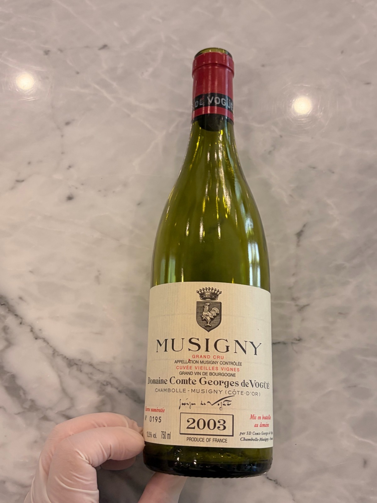 EMPTY 2003 Comte de Vogue Musigny Vieilles Vignes Grand Cru Wine Bottle 750ml