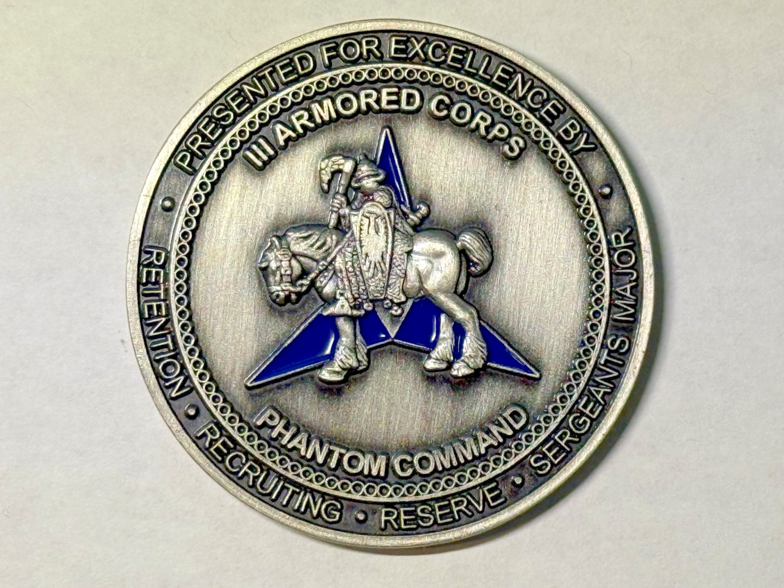 III Armored Corps Phantom Command Retention Challenge Coin Oath of Enlistment