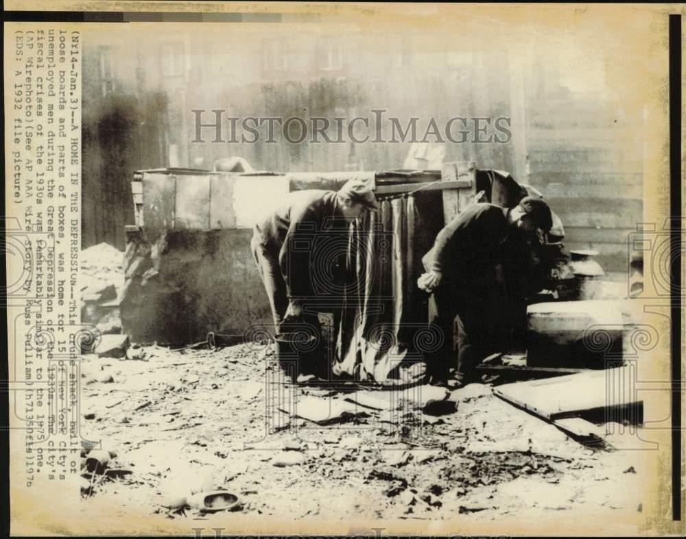 1932 Press Photo A crude shack was home of 15 unemployed men in New York City