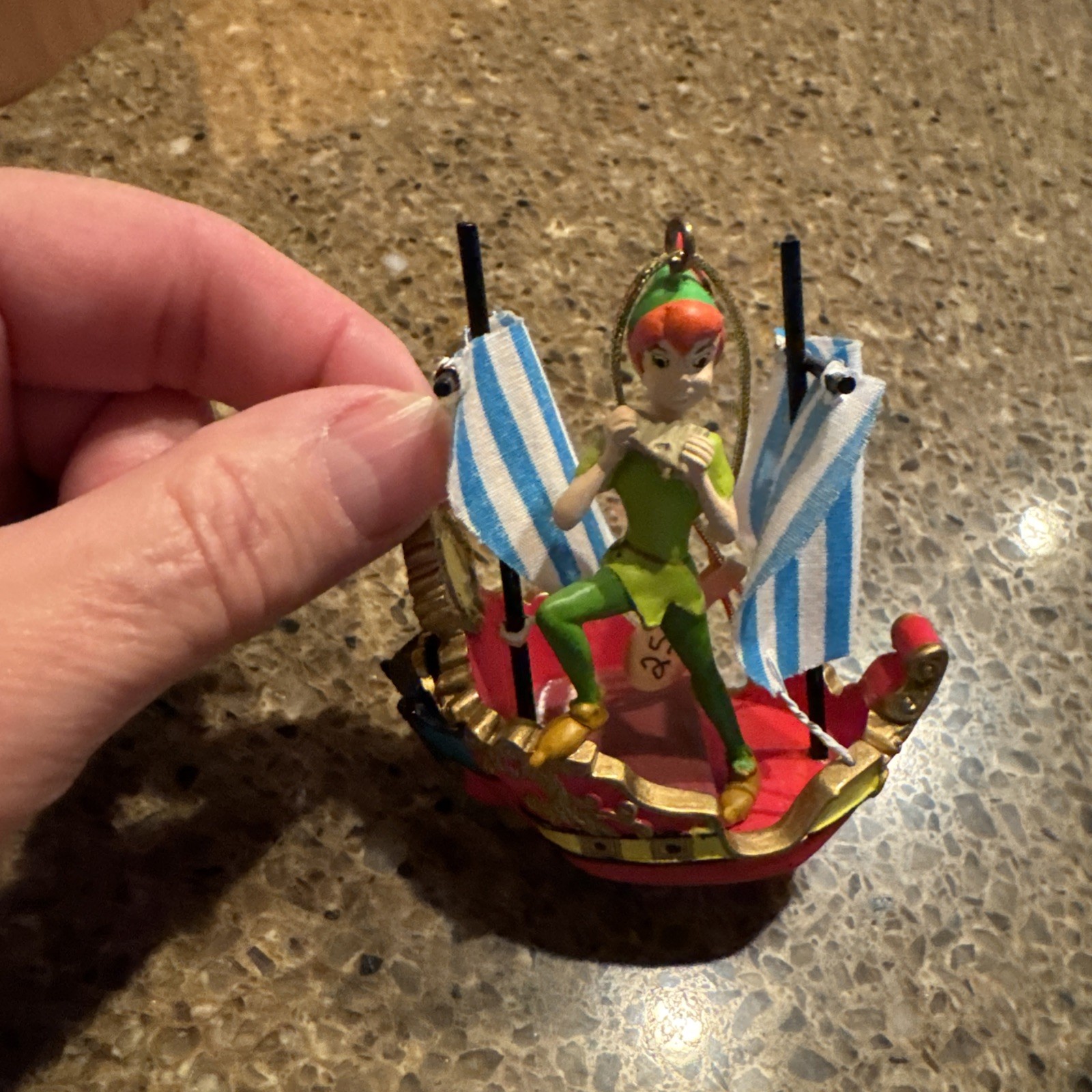 Vintage Disney Parks Peter Pan\'s Flight Attraction Storybook Ornament RARE