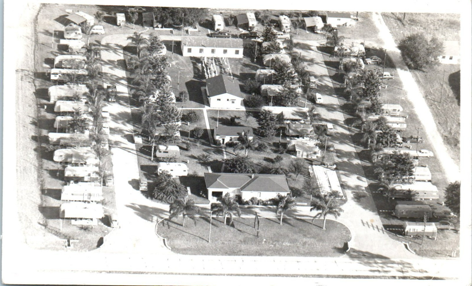 Real Photo Aerial View of  Unnamed Mobil Home Trailer Park RPPC Postcard c1950\'s
