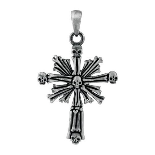 Skull Cross Pendant Necklace Made from Leadfree Pewter