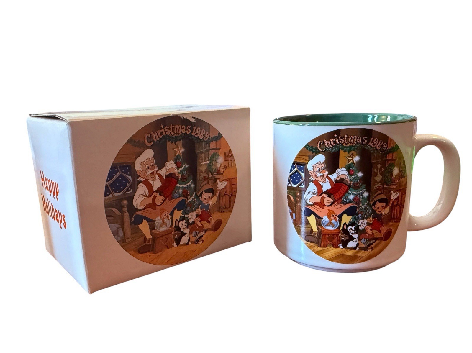 Vintage Disney 1989 Christmas Pinocchio & Geppetto Mug, New In Box Vintage Disney 1989 Christmas Pinocchio & Geppetto Mug, New In Box