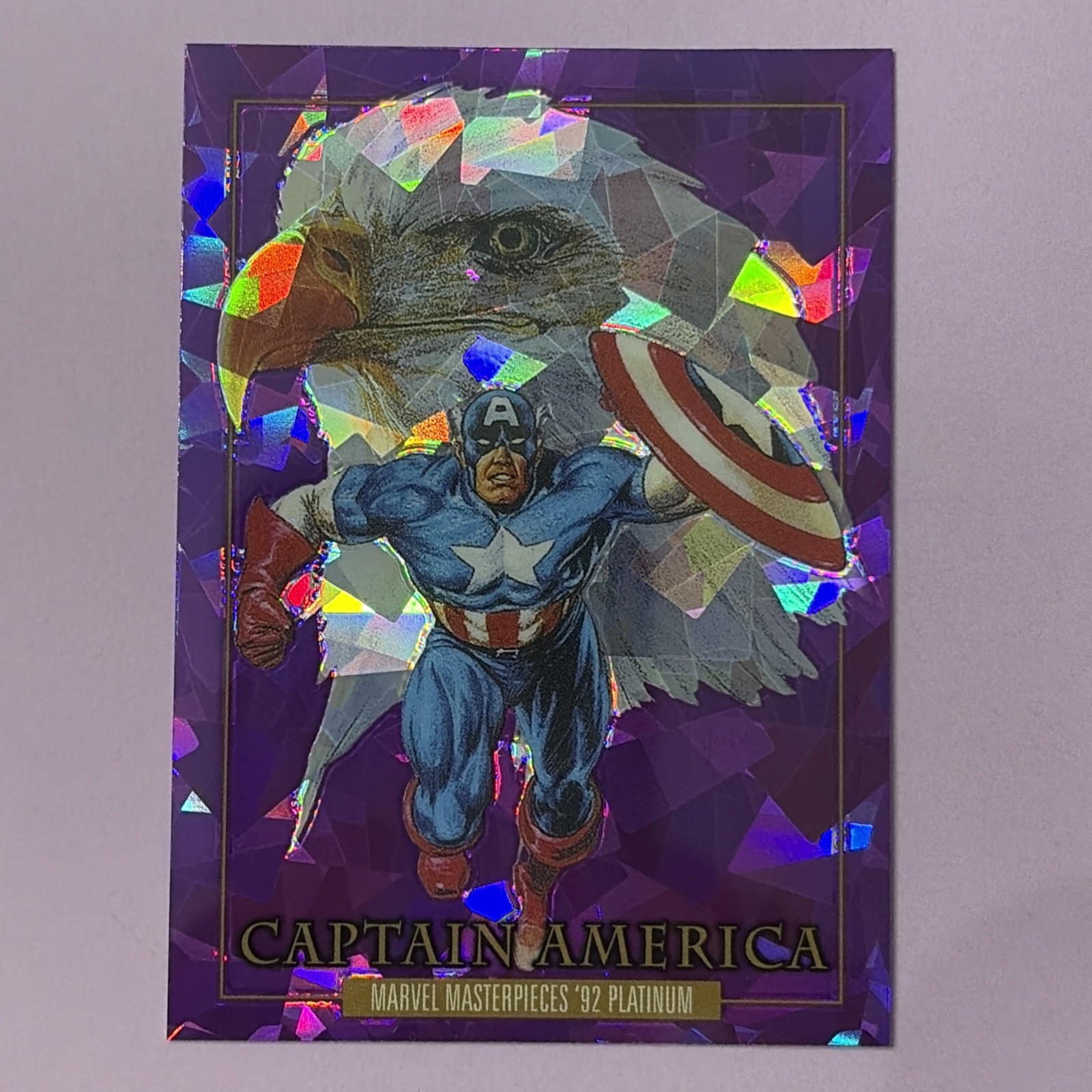 2022 SkyBox Marvel Masterpieces \'92 Platinum Captain America Purple Crystals #16