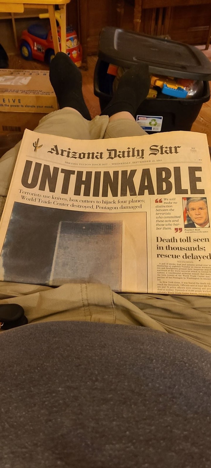 Arizona Daily Star Newspaper September 12 2001 Unthinkable Edition